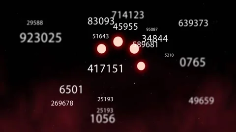 Number codes starting red orb cluster forming, pulsing, labels drifting and Stock Footage 333902795