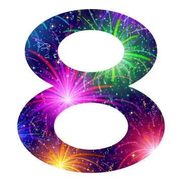 Number of colorful firework, eight Stock Illustration