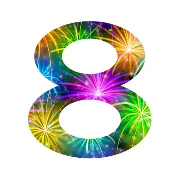 Number of colorful firework, eight Stock Illustration
