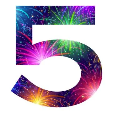 Number of colorful firework, five Stock Illustration