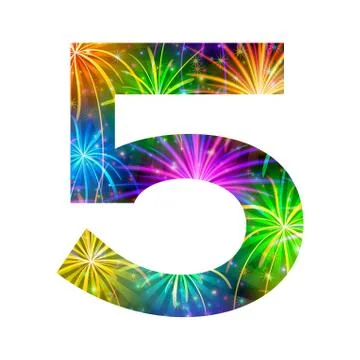 Number of colorful firework, five 스톡 일러스트