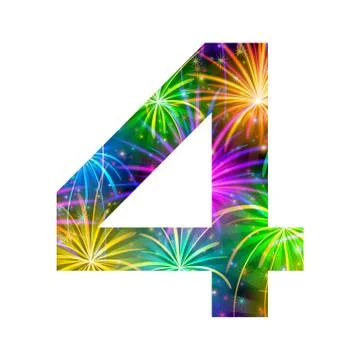 Number of colorful firework, four Stock Illustration