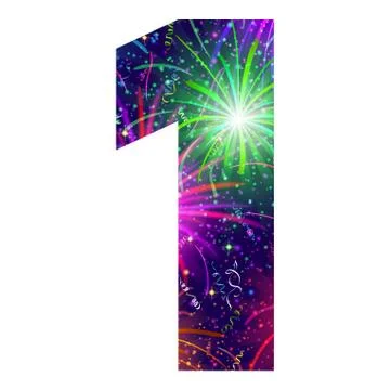 Number of colorful firework, one 스톡 일러스트