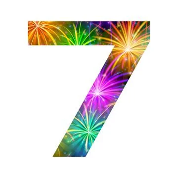Number of colorful firework, seven Stock Illustration
