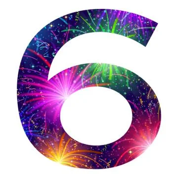 Number of colorful firework, six Stock Illustration