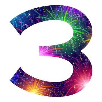 Number of colorful firework, three Illustrazione stock