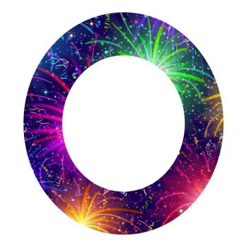 Number of colorful firework, zero Stock Illustration