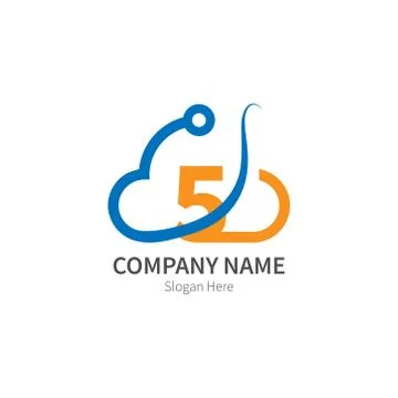 Number   combined with cloud technology icon logo Illustrazione stock