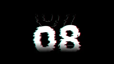 Number Countdown from 10 to 0 with Animated Glitch Effect Stock Footage 340565928
