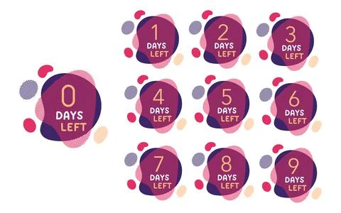 Number days left amoeba liquid design vector Stock Illustration