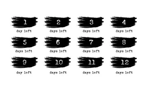 Number days left, countdown in dirty spray style. Isolated collection days le Stock Illustration