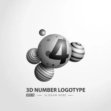 Number Decorative Ball Logotype 3D, Vector Illustration Stock Illustration