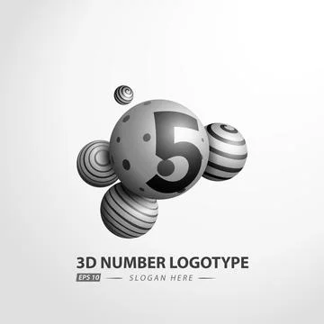 Number Decorative Ball Logotype 3D, Vector Illustration Stock Illustration