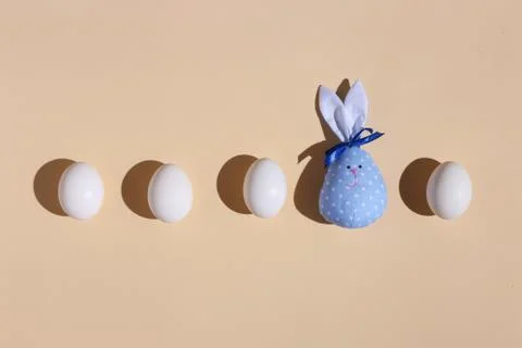 A number of eggs, including Easter bunny handmade. Stock Photos