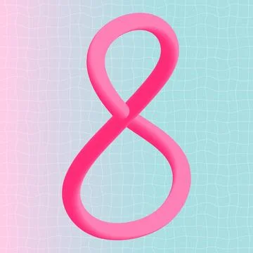 Number eight 3d neon liquid logo text design. Cute retro style gradient print. Stock Illustration