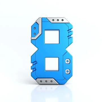 Number eight 3D sci-fi logo. Cyber technology abstract texture alphabet Stock Illustration