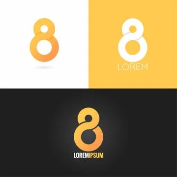 Number eight 8 logo design icon set background Stock Illustration