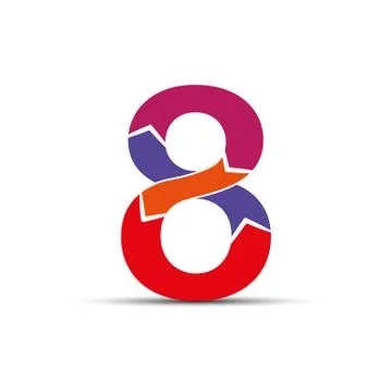 Number eight is composed of four colored arrows. Stock Illustration
