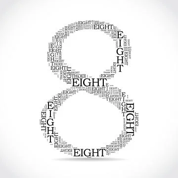 Number eight created from text Stock Illustration