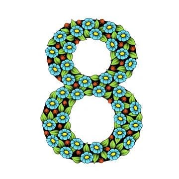 Number eight with flowers Stock Illustration