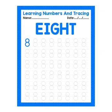 Number Eight Learning Number And Tracing Stock Illustration