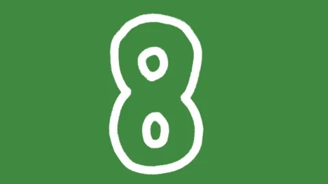 Number eight mathematics lucky eight rank hand-drawn cartoon graphic with chalk Stock Footage 341293768