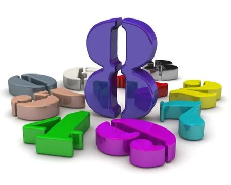 Number Eight in the middle of numbers Illustration