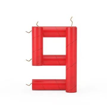 Number Eight or 9 as Dynamite Sticks Alphabet Numbers Collection. 3d Renderin イラスト素材