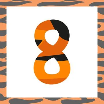 Number eight with tiger pattern Stock Illustration