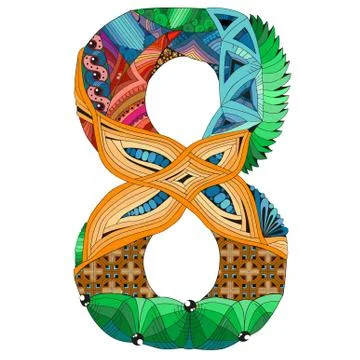 Number eight Zentangle. Vector decorative object Stock Illustration