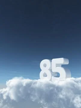 Number eighty-five on clouds - 3d rendering Stock Illustration