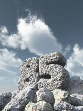 Number eighty five rock under cloudy blue sky - 3d illustration Stock Illustration