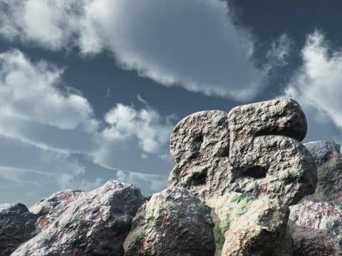 Number eighty five rock under cloudy blue sky - 3d illustration イラスト素材