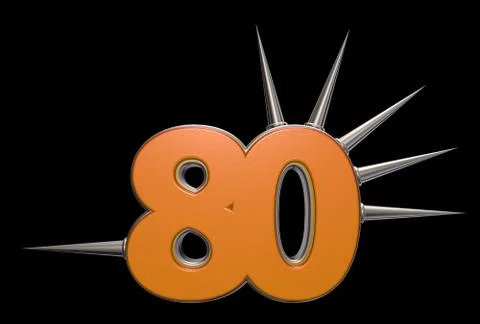 Number eighty with prickles on black background - 3d illustration Stock Illustration