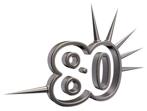 Number eighty with prickles on white background - 3d illustration Illustrazione stock