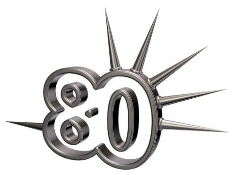 Number eighty with prickles on white background - 3d illustration Stock Illustration