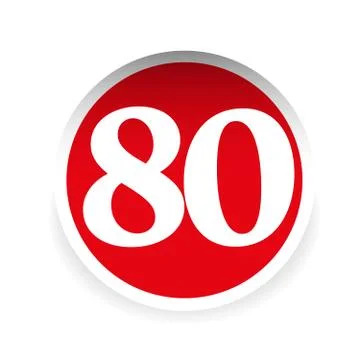 Number eighty red label vector Stock Illustration