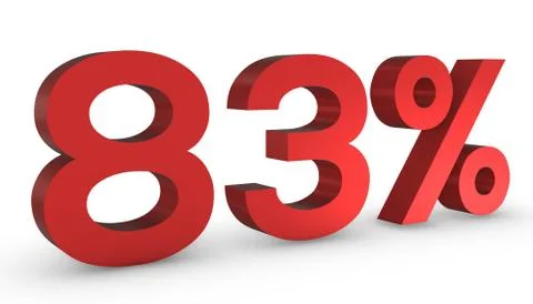 Number Eighty Three Percent 83% Red Sign 3D Rendering Isolated on White Backg 스톡 일러스트