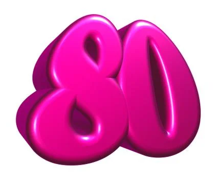 Number eighty on white background - 3d illustration Stock Illustration