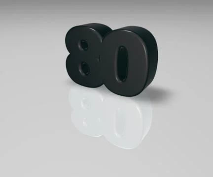 Number eighty on white background - 3d illustration Illustrazione stock
