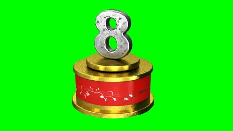  Number eigth on a red and gold podium on green screen Stock Footage 138418066
