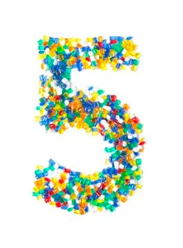 Number five of  beads on  white background Stock Photos