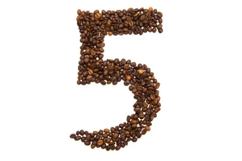 Number five of coffee beans Stock Photos