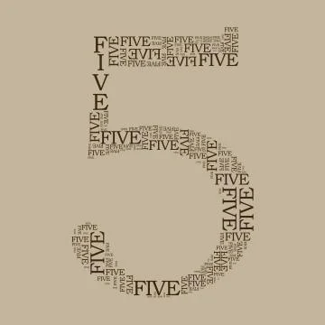 Number five created from text Stock Illustration