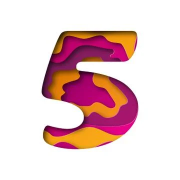 Number Five, cut out paper. Vector illustration. Stock Illustration