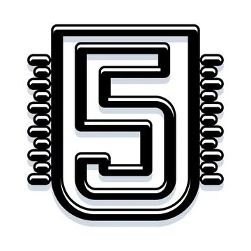 Number five digit icon in tech style 스톡 일러스트