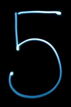 Number five digit from neon light Stock Photos
