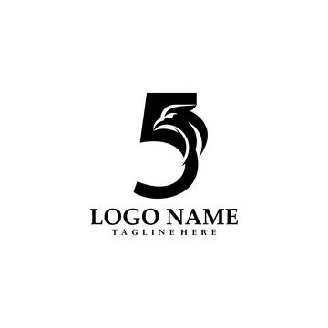 Number five eagles logo design vector Stock Illustration