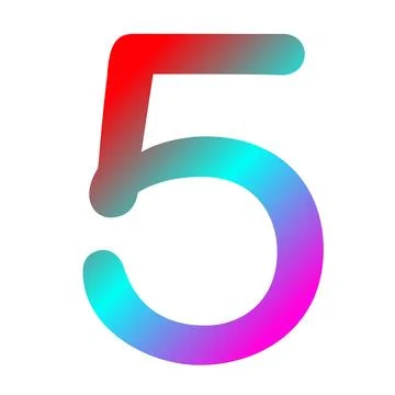 Number five in gradient red, blue, and purple color Stock Illustration