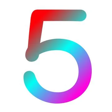 Number five in gradient red, blue, and purple color Stock Illustration